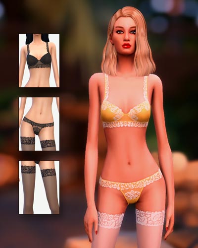 The Sims 4 Pretty Flowers Lingerie Set Custom Content