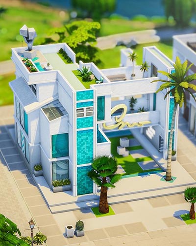 The Sims 4 Teal Wave Basegame Lounge