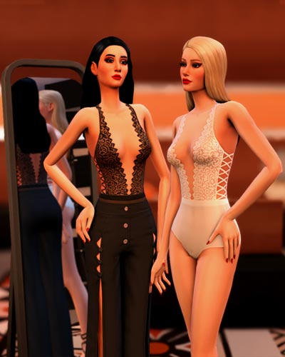 The Sims 4 Lace Up Mesh Teddy CC